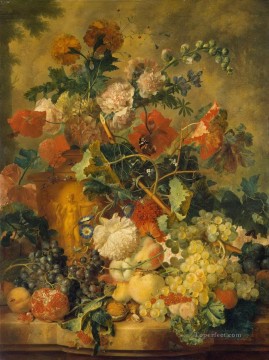 フラワーズ Painting - 花と果物 ヤン・ファン・ホイスムの古典的な花